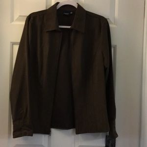 Brown polyester casual lightweight jacket